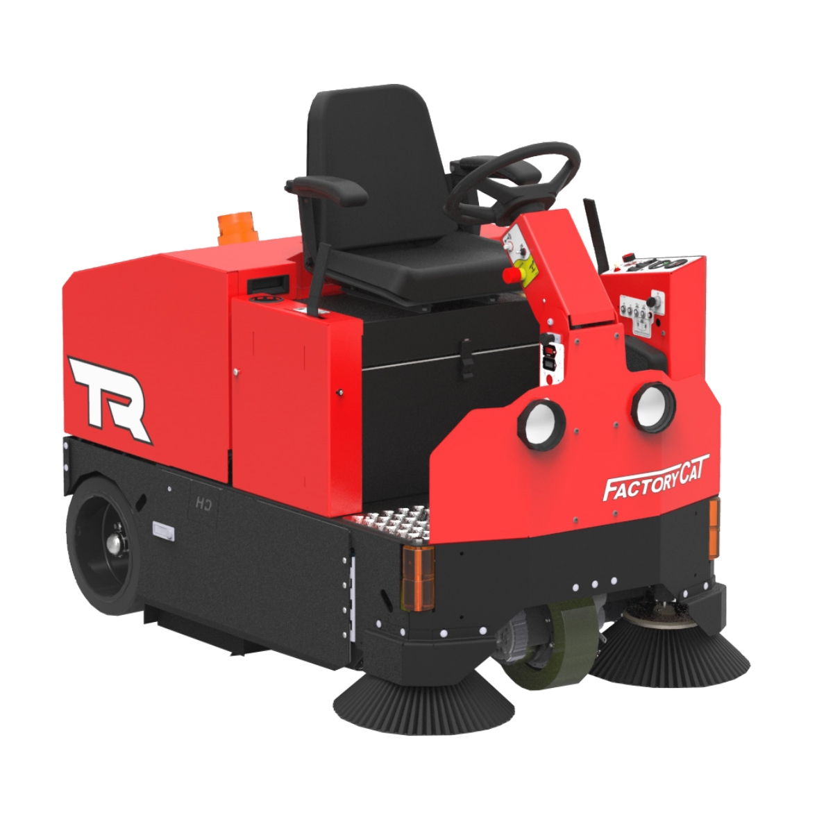 Factory Cat's Floor Sweepers sweepers are built to sweep factories: dirt, dust, metal shavings, foundry sand, bolts, paper, wood, etc. Factory Cat's are compact, not light-duty.