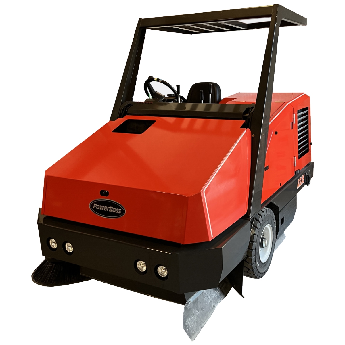 The ATLAS features a massive one-piece, unitized 1/4″ thick steel frame. This rugged style construction provides a longer more durable machine life. The heavy-duty design of the PowerBoss Atlas 64” Sweeper provides a wide cleaning path, increasing the efficiency of your facility cleaning protocols.