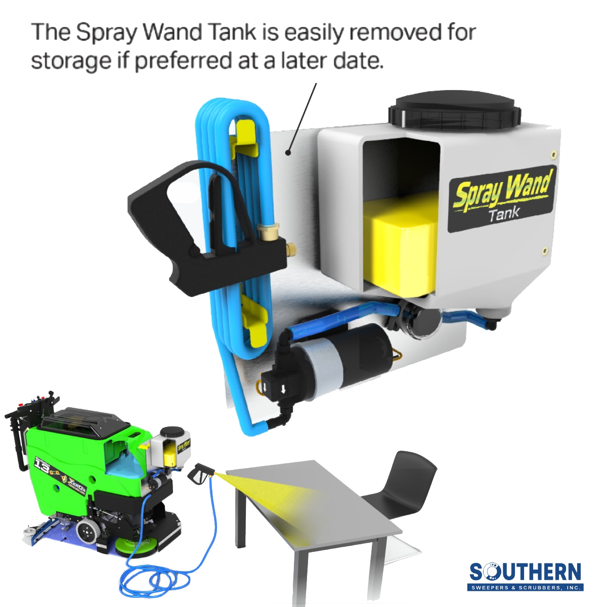 Sanitation Scrubber Spray Wand Tank allows for mass disinfectant treatment