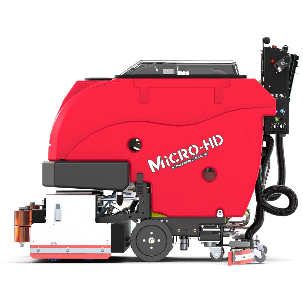 FactoryCat MICRO-HD Floor Scrubber is shown in side view profile.