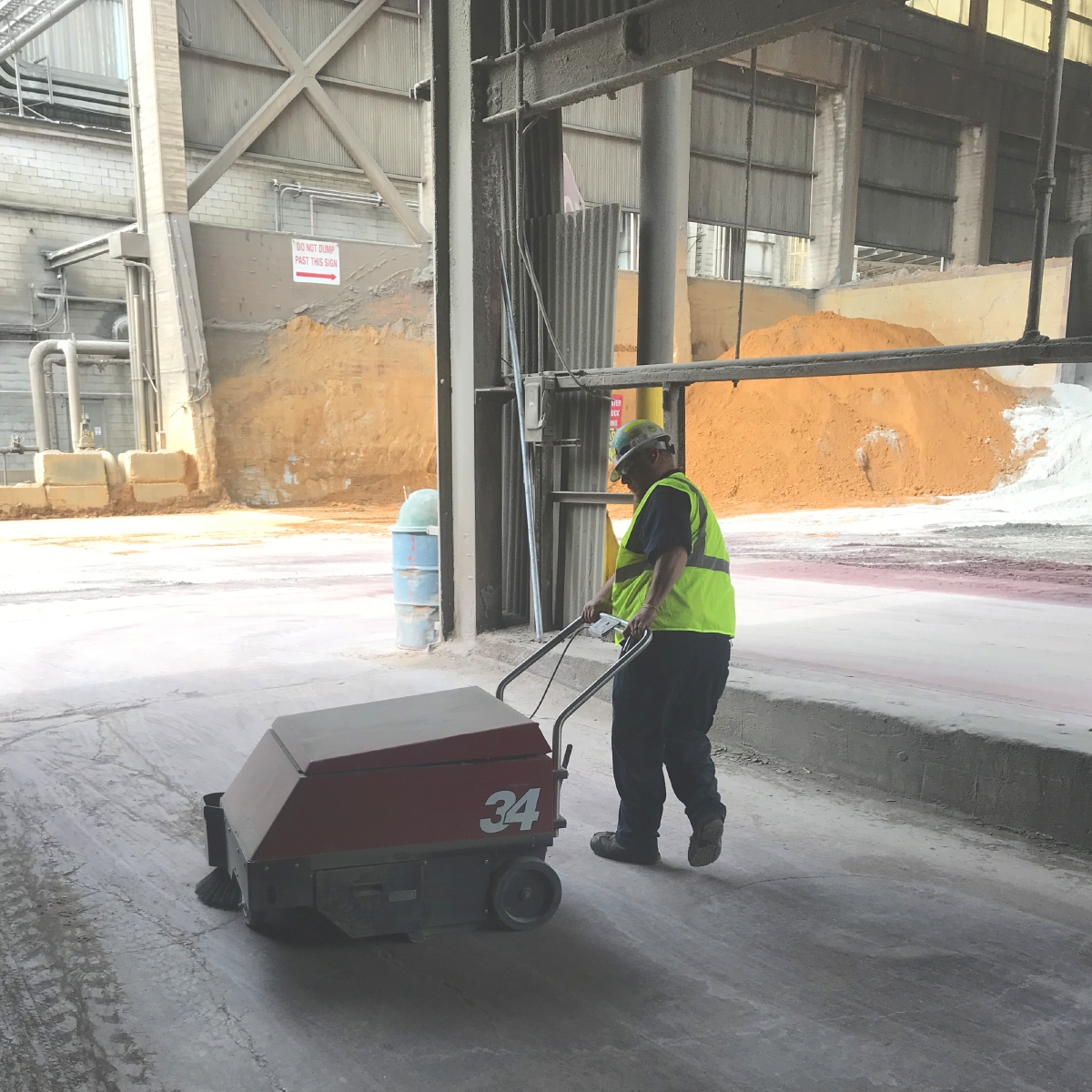 Factory Cat's Floor Sweepers are built to sweep factories: dirt, dust, metal shavings, foundry sand, bolts, paper, wood, whatever there is. Factory Cat's are compact, not light-duty.